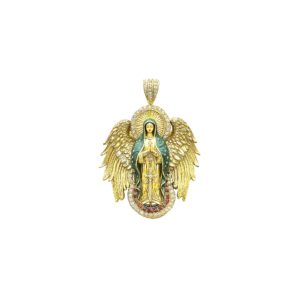 Luxury Blessed Mary Halo Winged Moissanite Pendant