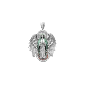 Luxury Blessed Mary Halo Winged Moissanite Pendant