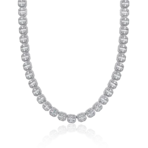 Fully Iced Moissanite Baguette Cluster Chain
