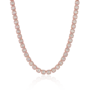 Fully Iced Moissanite Baguette Cluster Chain