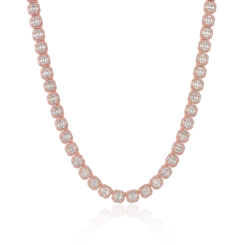 C22107CZR18_87bc0d40-232c-4078-af19-3f87c113db88 Fully Iced Moissanite Baguette Cluster Chain