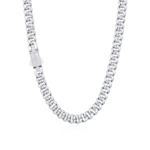 12mm Plain Gold Cuban Link Chain with Moissanite Clasp