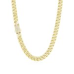 12mm Plain Gold Cuban Link Chain with Moissanite Clasp