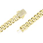 12mm Plain Gold Cuban Link Chain with Moissanite Clasp