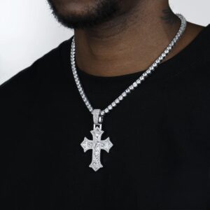 Sacred Devotion Cross Medium Moissanite Pendant