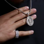 Saint Mary Floral Moissanite Pendant