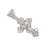 Iced Thorned Blossom Cross Moissanite Pendant – Small