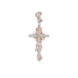 Luxury Thorned Rose Cross Moissanite Pendant