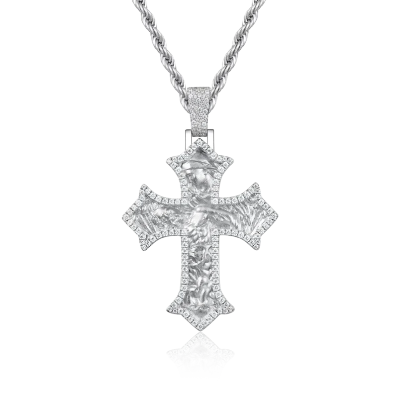 P24108CZW00-1 Sacred Devotion Cross Medium Moissanite Pendant