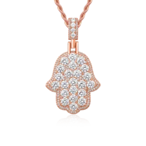 Iced Brilliance Layered Hamsa Pendant