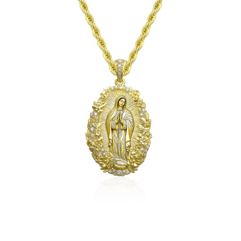 P25188CZY00-2-2_99a78e55-bcd9-47b1-8c0f-9bf2f8456eea Saint Mary Floral Moissanite Pendant