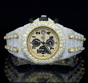 Two Tone Fully Iced Out Uniquely Crafted Automatic Moissanite Watch For Men