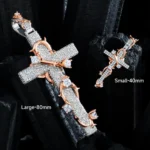 Luxury Thorned Rose Cross Moissanite Pendant