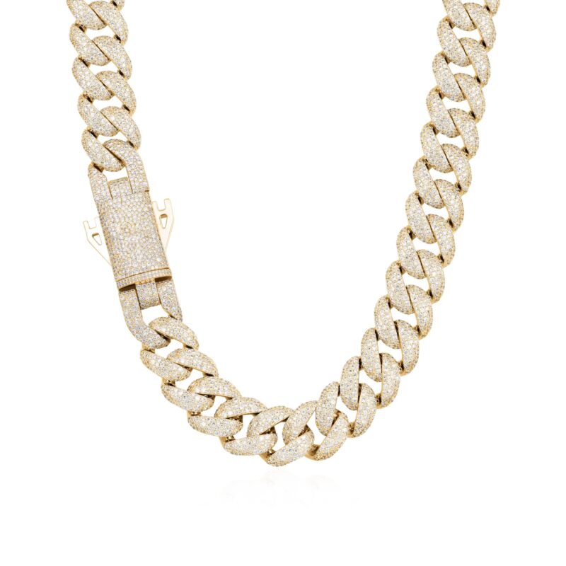 gold Fully Iced Micro Round Cut Cuban Link Chain