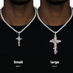 Pavé Set Thorned Rose Cross Moissanite Pendant