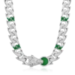 WONG Ⅱ Ridge Iced Jade Beads 15mm Cuban Chain Necklace