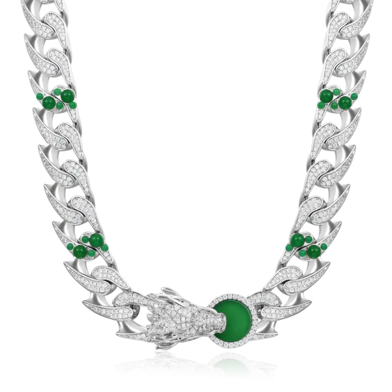 1_1e909498-f31e-469d-a285-b1822c3bde24 WONG Ⅱ Ridge Iced Jade Beads 15mm Cuban Chain Necklace