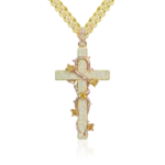 Pavé Set Thorned Rose Cross Moissanite Pendant