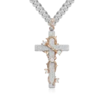 Pavé Set Thorned Rose Cross Moissanite Pendant