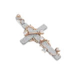 Pavé Set Thorned Rose Cross Moissanite Pendant