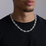 white Moissanite Luminous Clover Necklace & Wallet Chain