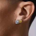 S925 Moissanite Toi et Moi Twin Round Stud Earrings