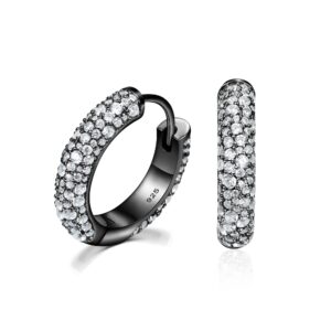 Luxury Round Pavé Moissanite black gold plated Hoop Earrings