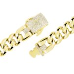 Premium 12mm Gold Cuban Link Bracelet with Moissanite Clasp
