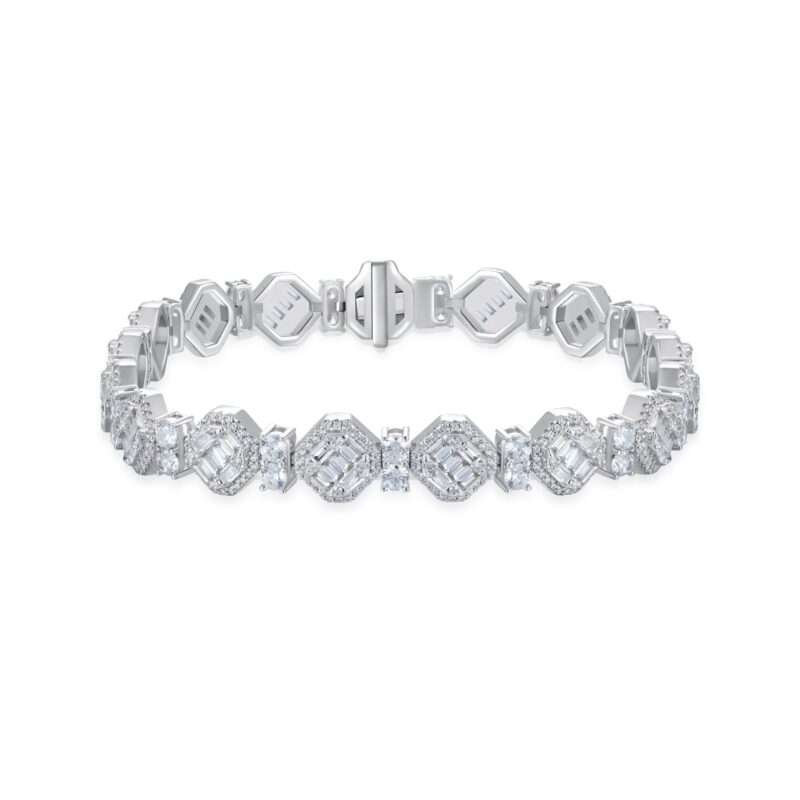 Moissanite Octagon Mix Cut Tennis 8mm Bracelet