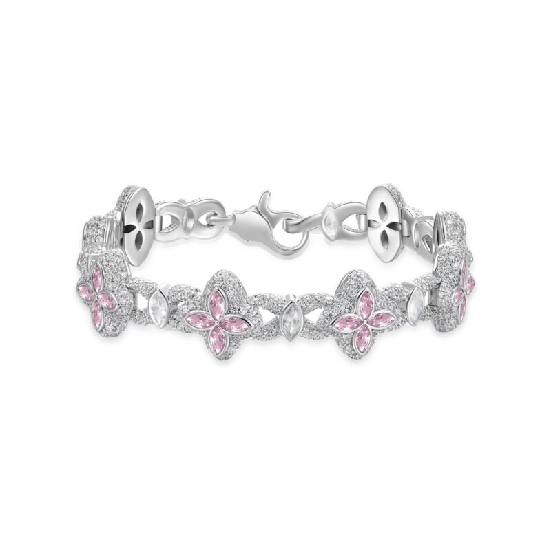 53D50FD6-AD3B-4587-8E68-F982E51EB5CB_1_201_a Moissanite Luminous Clover Bracelet with pink diamond