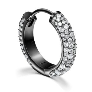 Luxury Round Pavé Moissanite black gold plated Hoop Earrings
