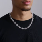 pink Moissanite Luminous Clover Necklace & Wallet Chain