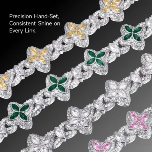 Moissanite Luminous Clover Necklace & Wallet Chain