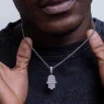 Luxury Double Layered Hamsa Moissanite Pendant