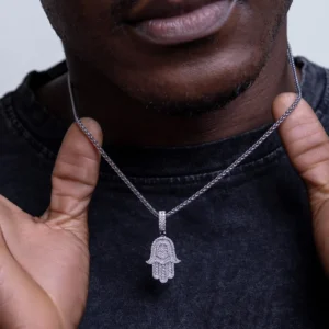 Luxury Double Layered Hamsa Moissanite Pendant