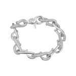 Luxury Twisted Nail Link Bracelet with Moissanite – 10mm