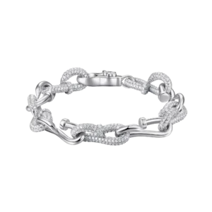 Luxury Twisted Nail Link Bracelet with Moissanite – 10mm