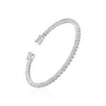 Emerald Cut 3mm Moissanite Multiple Spring Tennis Bangle Bracelet