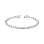 Emerald Cut 3mm Moissanite Multiple Spring Tennis Bangle Bracelet