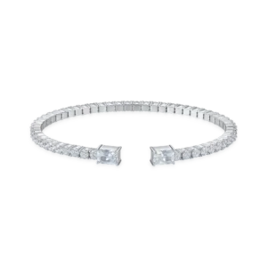 Emerald Cut 3mm Moissanite Multiple Spring Tennis Bangle Bracelet