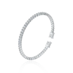 Emerald Cut 3mm Moissanite Multiple Spring Tennis Bangle Bracelet