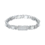Moissanite Pearl Fully Iced 8mm Cuban Bracelet