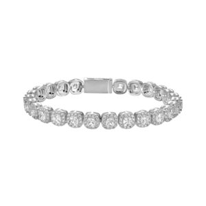 Elegant Moissanite Cushion-Cut Clustered Tennis Bracelet – 7mm