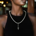 Moissanite Iced Divine Rosary Necklace white