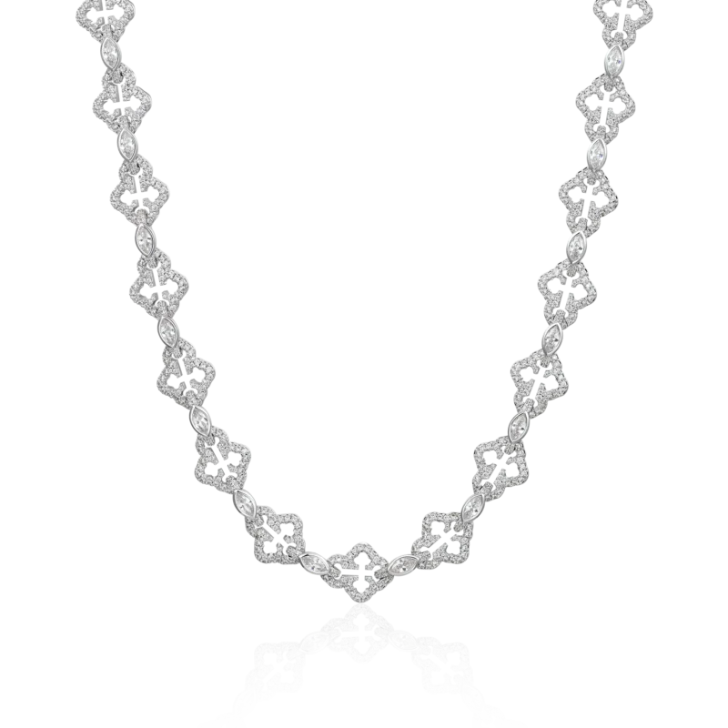 C24022CZW20 Moissanite Marquise Cut Mix Bottoni Cross Link Chain – 12mm