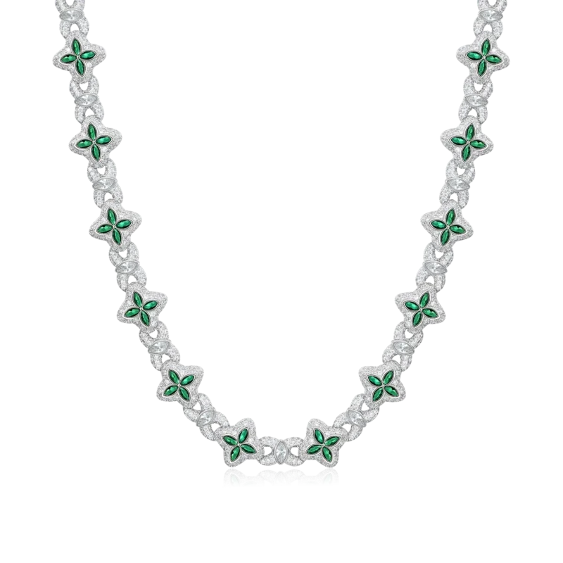 C24044CZW20-1_a86c7ed3-d119-49a9-8c3b-16a5d5d8c611 Moissanite Luminous Clover Necklace & Wallet Chain