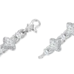 white Moissanite Luminous Clover Necklace & Wallet Chain