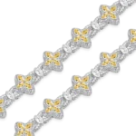 yellow Moissanite Luminous Clover Necklace & Wallet Chain