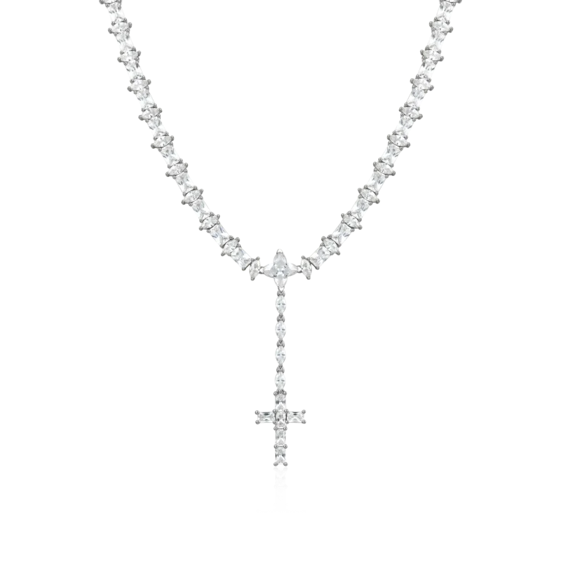 Moissanite Iced Divine Rosary Necklace white