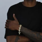 Moissanite Infinity Link Emerald Cut Cross 8mm Bracelet